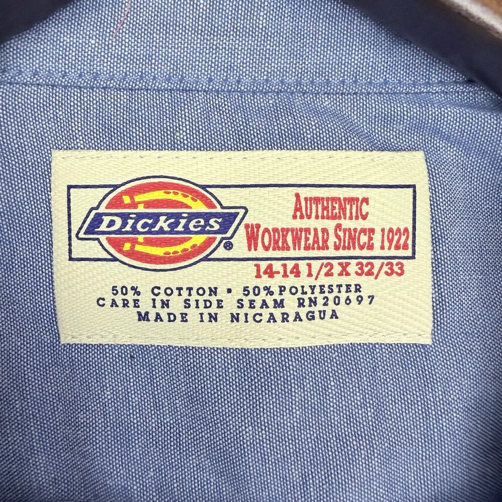 Dickies NEW Vintage Chambray Work Shirt 14-14.5 32/33 Blue Long Sleeve